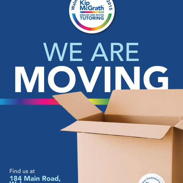 “We are moving” announcement for 184 Main Road – Kip McGrath Walmer Facebook post
