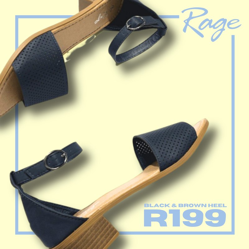 Black and brown heel sandals, R199 – Rage social media design by Meerkat Mango