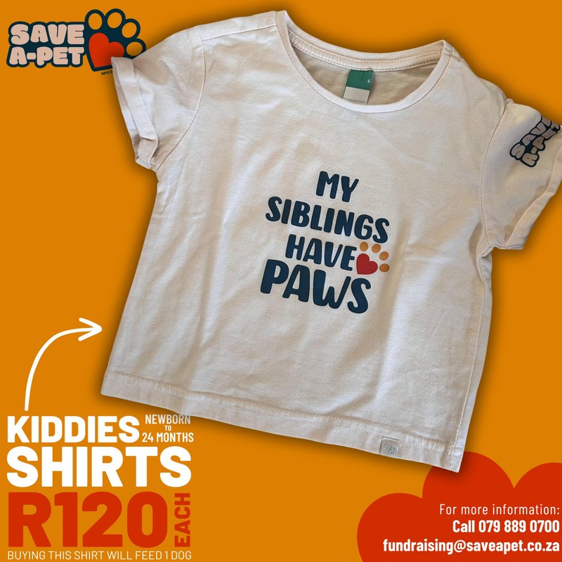 Kiddies shirts fundraiser – designed by Meerkat Mango for Save-a-Pet